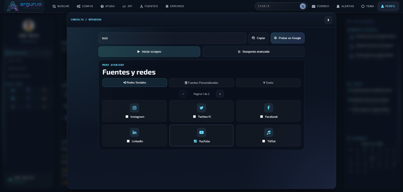Consulta de busqueda de Argun.io